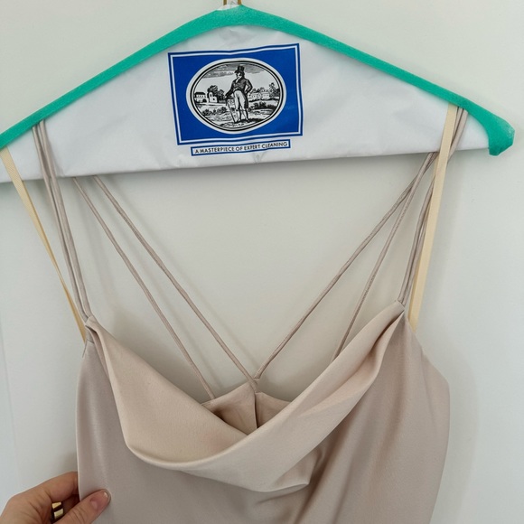 Fame and Partners Floor Length Gown Elyssa Matte Champagne Bridesmaid Dress - Picture 6 of 13